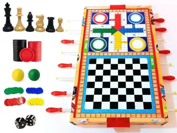 FULBITO DE MESA MANO DE MADERA REVERSIBLE - 5 JUEGOS EN 1 - Imagen 2