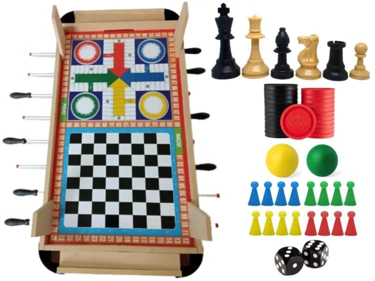 FULBITO DE MESA MANO REVERSIBLE C/ PATAS 5 Juegos En 1 Rojo - Imagen 2