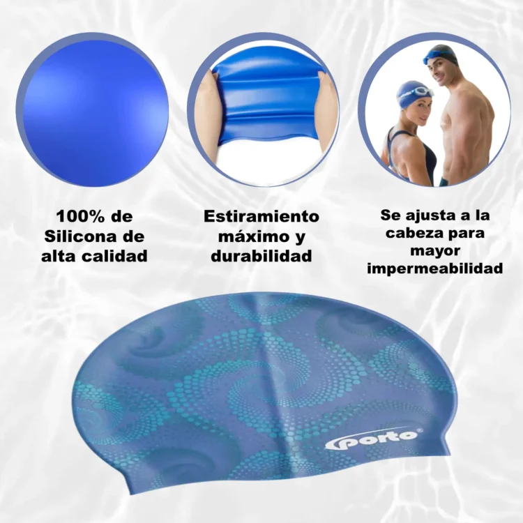 GORRO PARA NATACIÓN DISEÑO ESPIRAL ESTÁNDAR PORTO - Imagen 8