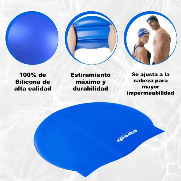 GORRO PARA NATACIÓN SILICONA TALLA ESTÁNDAR PORTO - Imagen 8