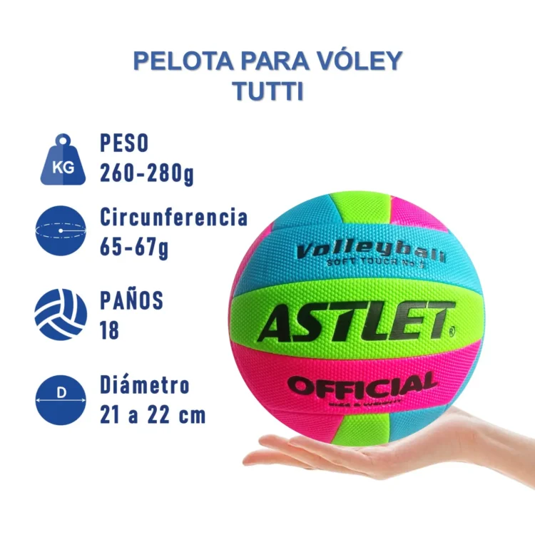 PELOTA PARA VÓLEY TALLA #5 TEXTURA SUAVE TUTTI ASTLET - Imagen 2