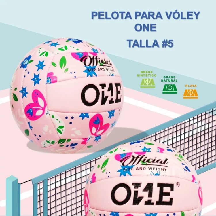 PELOTA PARA VÓLEY TALLA #5 TEXTURA SUAVE FLORES ONE - Imagen 3
