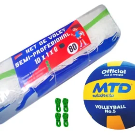 PACK VÓLEY NET SEMIPRO Nº 80 BLANCO MÁS PELOTA GOMA TALLA #5