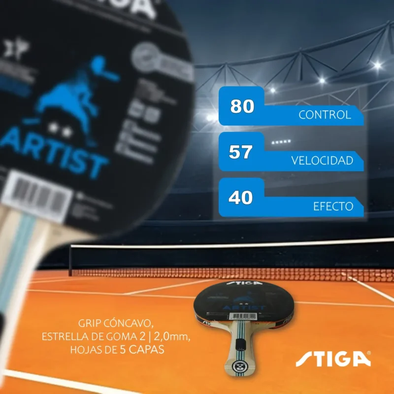 PALETA RAQUETA PARA MESA DE PING PONG 2 ESTRELLAS ARTIST STIGA  - Imagen 6