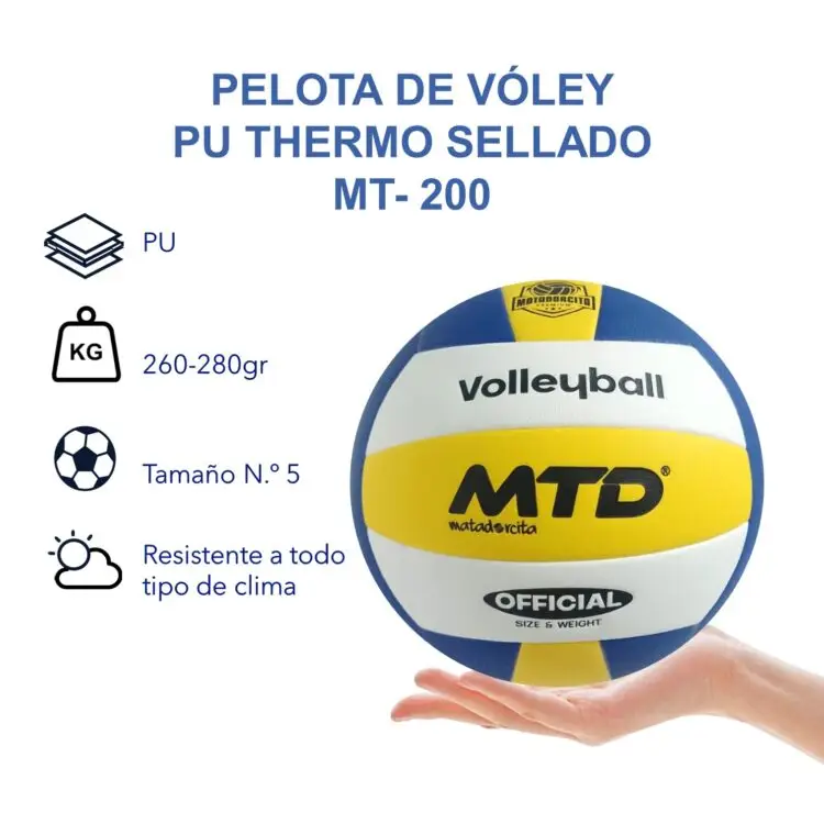 PELOTA PARA VÓLEY TALLA #5 PU THERMOSELLADO PREMIUM MTD - Imagen 2