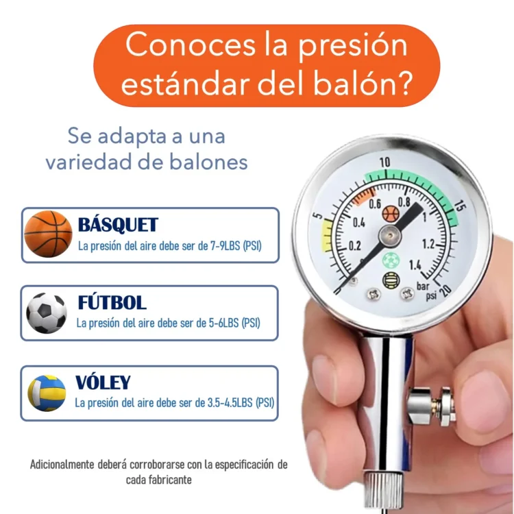 MEDIDOR DE AIRE TIPO RELOJ BARÓMETRO DE BALÓN CON VÁLVULA DE LIBERACIÓN DE AIRE PORTÁTIL SHOWGOL - Imagen 9