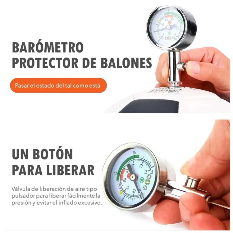 MEDIDOR DE AIRE TIPO RELOJ BARÓMETRO DE BALÓN CON VÁLVULA DE LIBERACIÓN DE AIRE PORTÁTIL SHOWGOL - Imagen 8