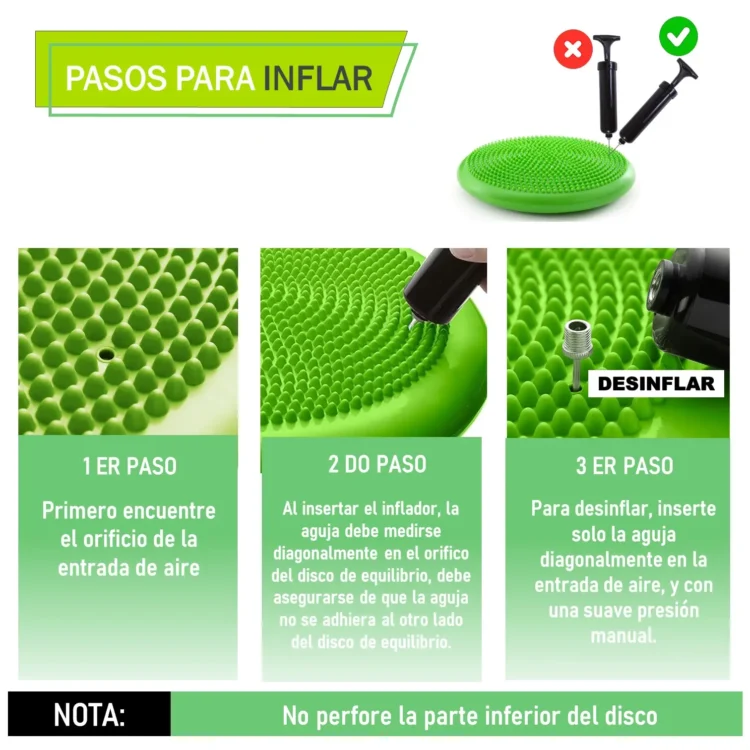 DISCO DE EQUILIBRIO CON INFLADOR PILATES YOGA FITNESS - Imagen 3