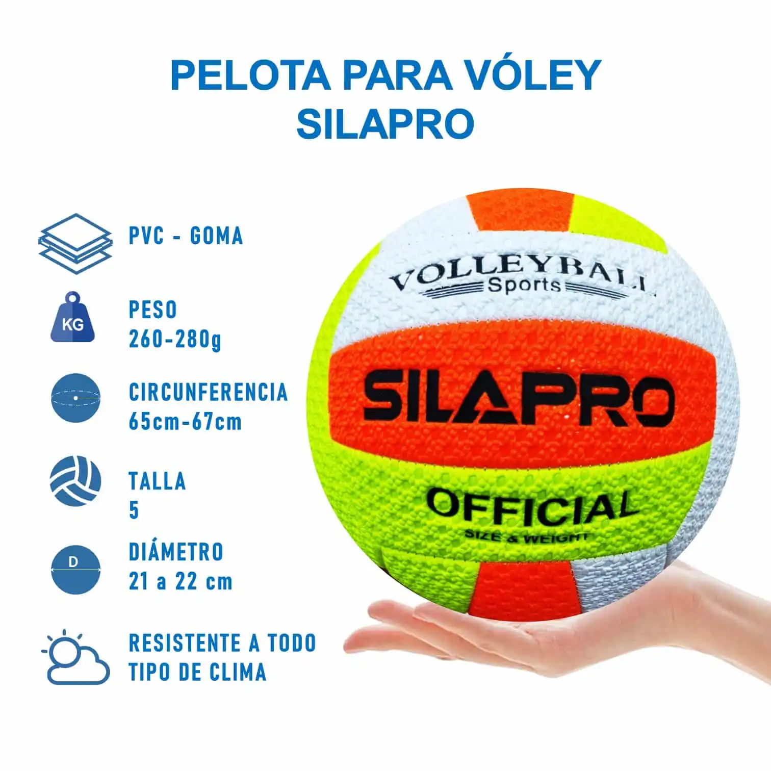 PELOTA PARA VÓLEY TALLA 5 PVC 2.5MM DISEÑO VIBRANTE SILAPRO - Imagen 5