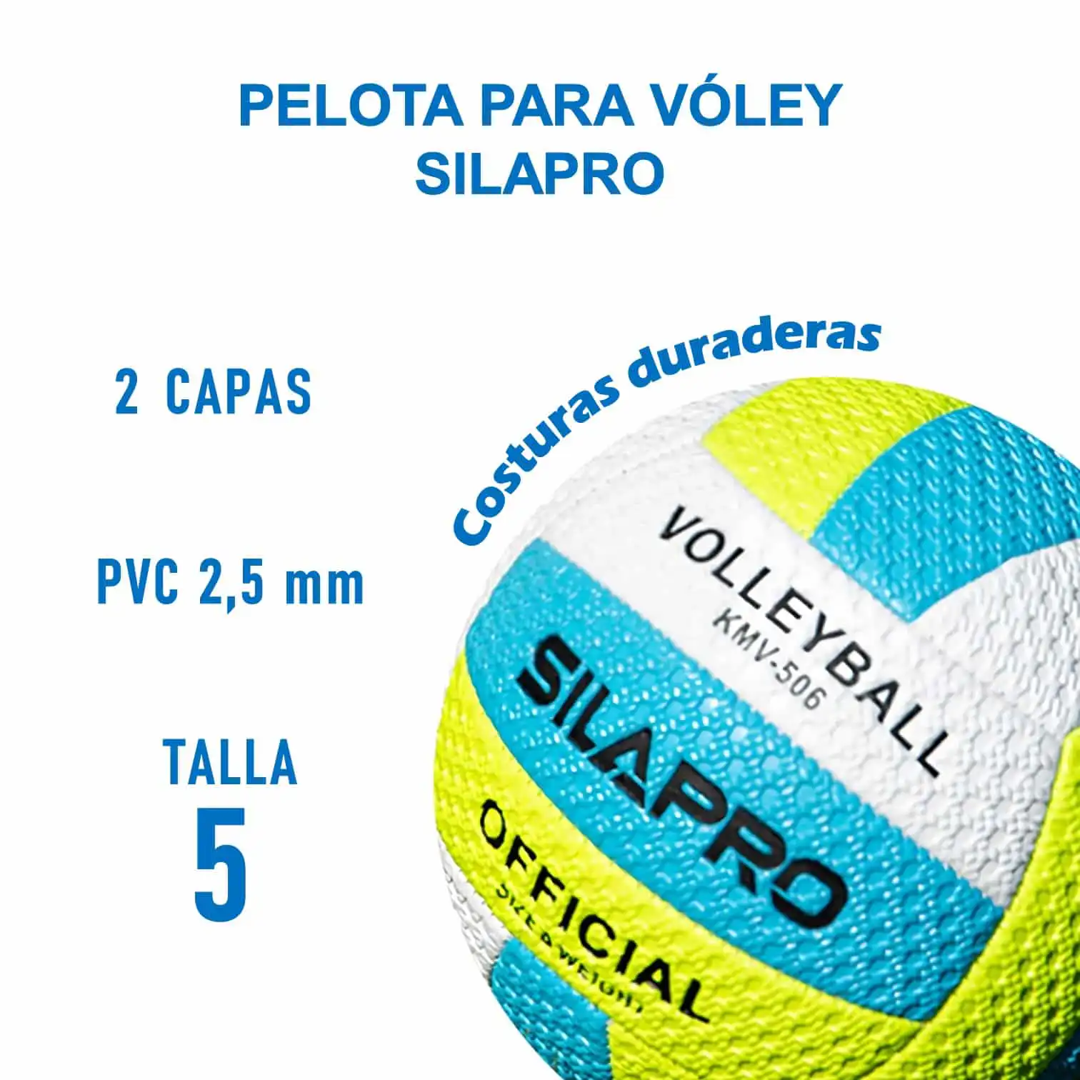 PELOTA PARA VÓLEY TALLA 5 PVC 2.5MM DISEÑO VIBRANTE SILAPRO - Imagen 6