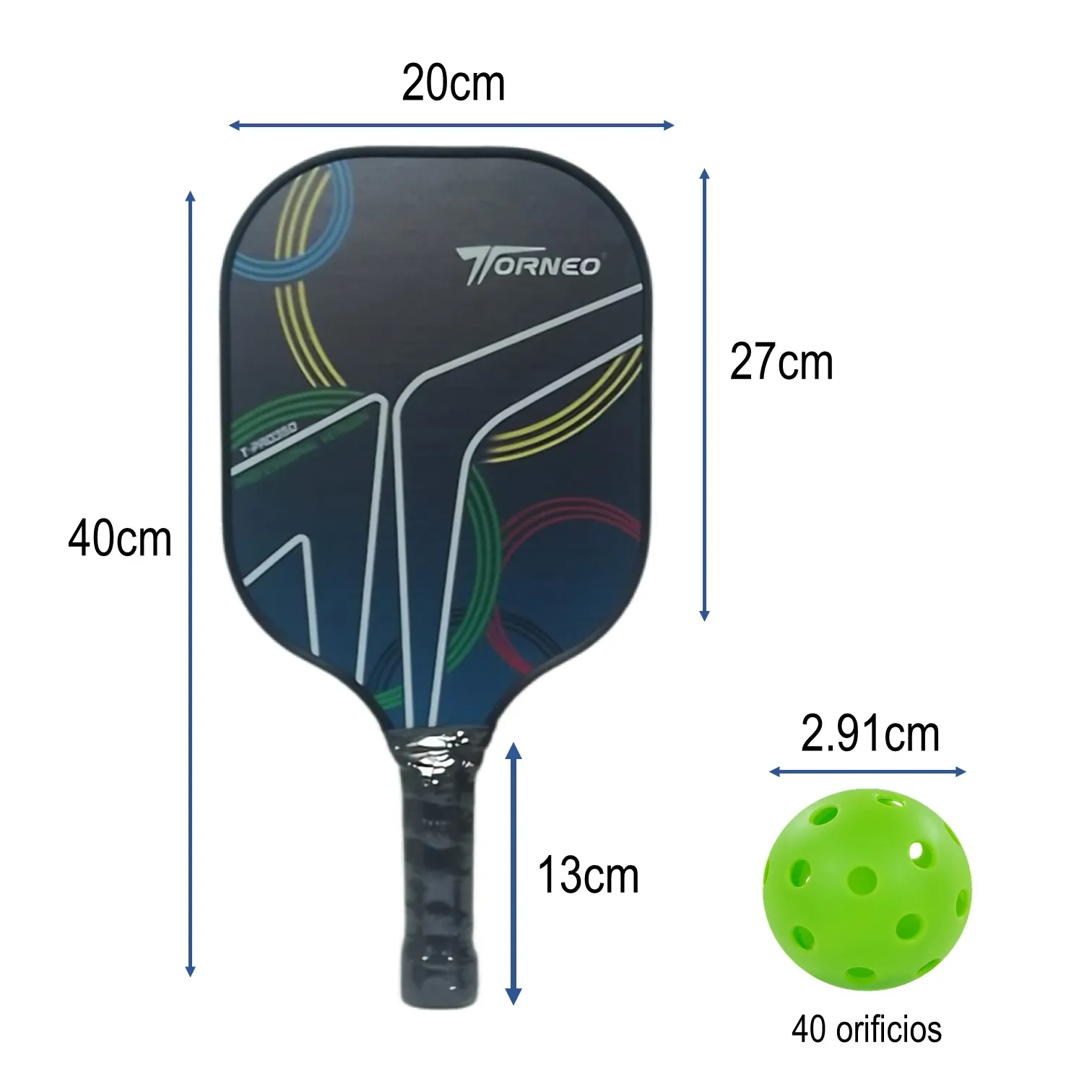 SET DE RAQUETAS PICKLEBALL PADDLE PROFESIONAL FIBRA DE VIDRIO PRO 350 TORNEO - Imagen 4