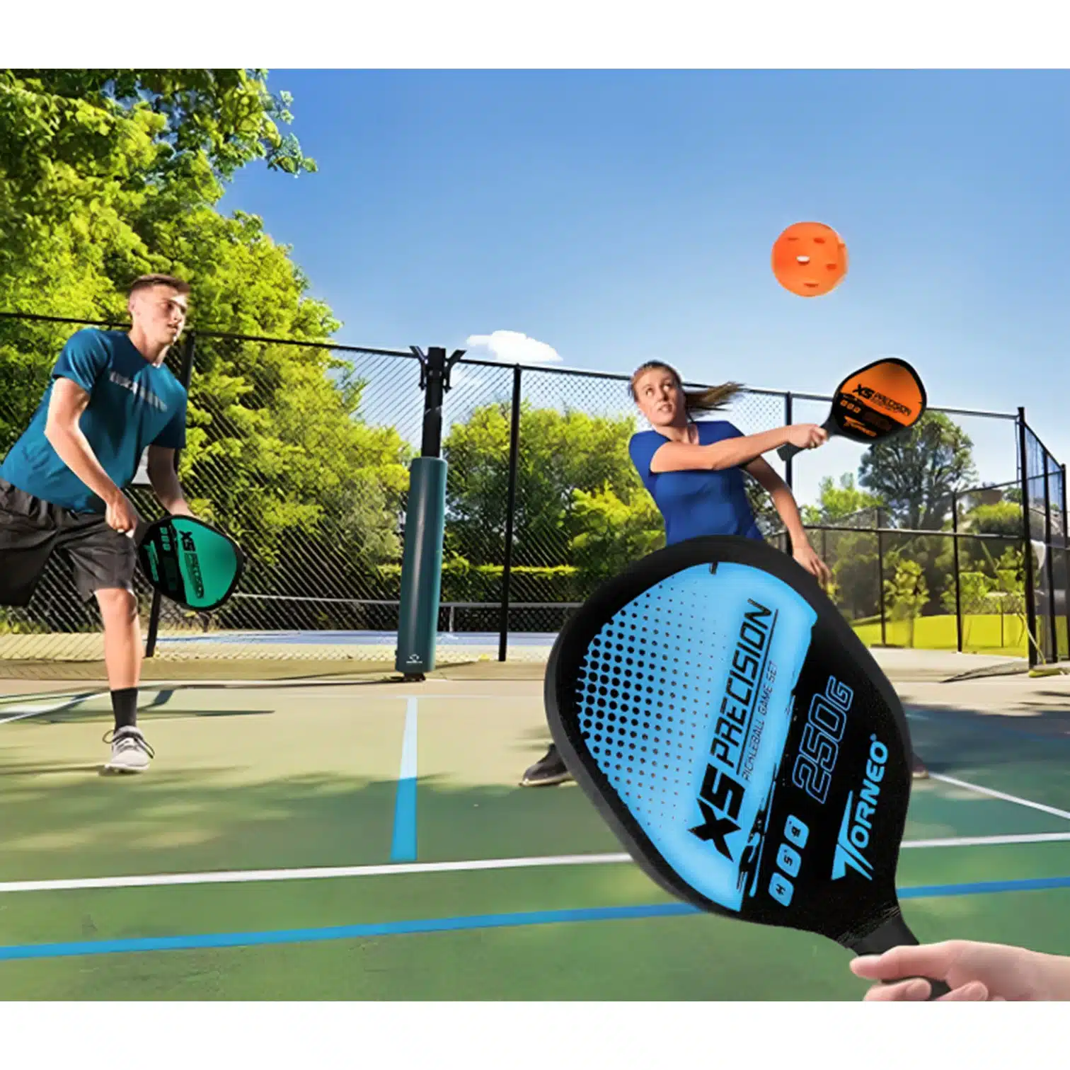 SET DE RAQUETAS PICKEBALL PARA ENTRENAMIENTO MADERA CON 4 PELOTAS TORNEO - Imagen 2