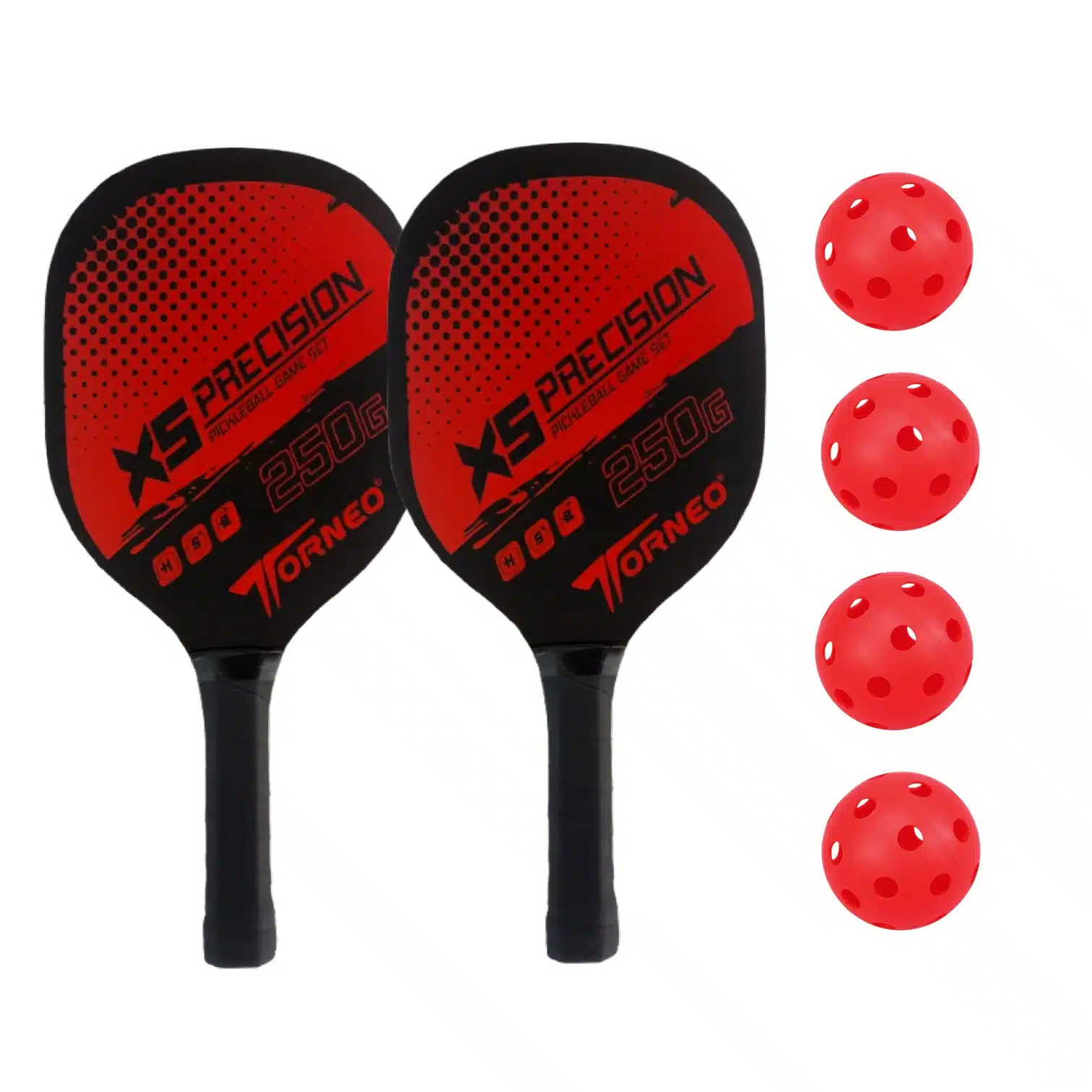 SET DE RAQUETAS PICKEBALL PARA ENTRENAMIENTO MADERA CON 4 PELOTAS TORNEO - Imagen 4
