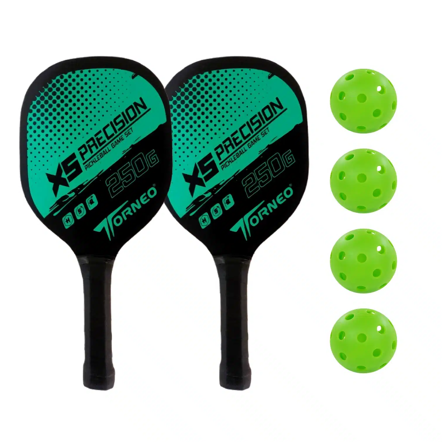 SET DE RAQUETAS PICKEBALL PARA ENTRENAMIENTO MADERA CON 4 PELOTAS TORNEO - Imagen 5