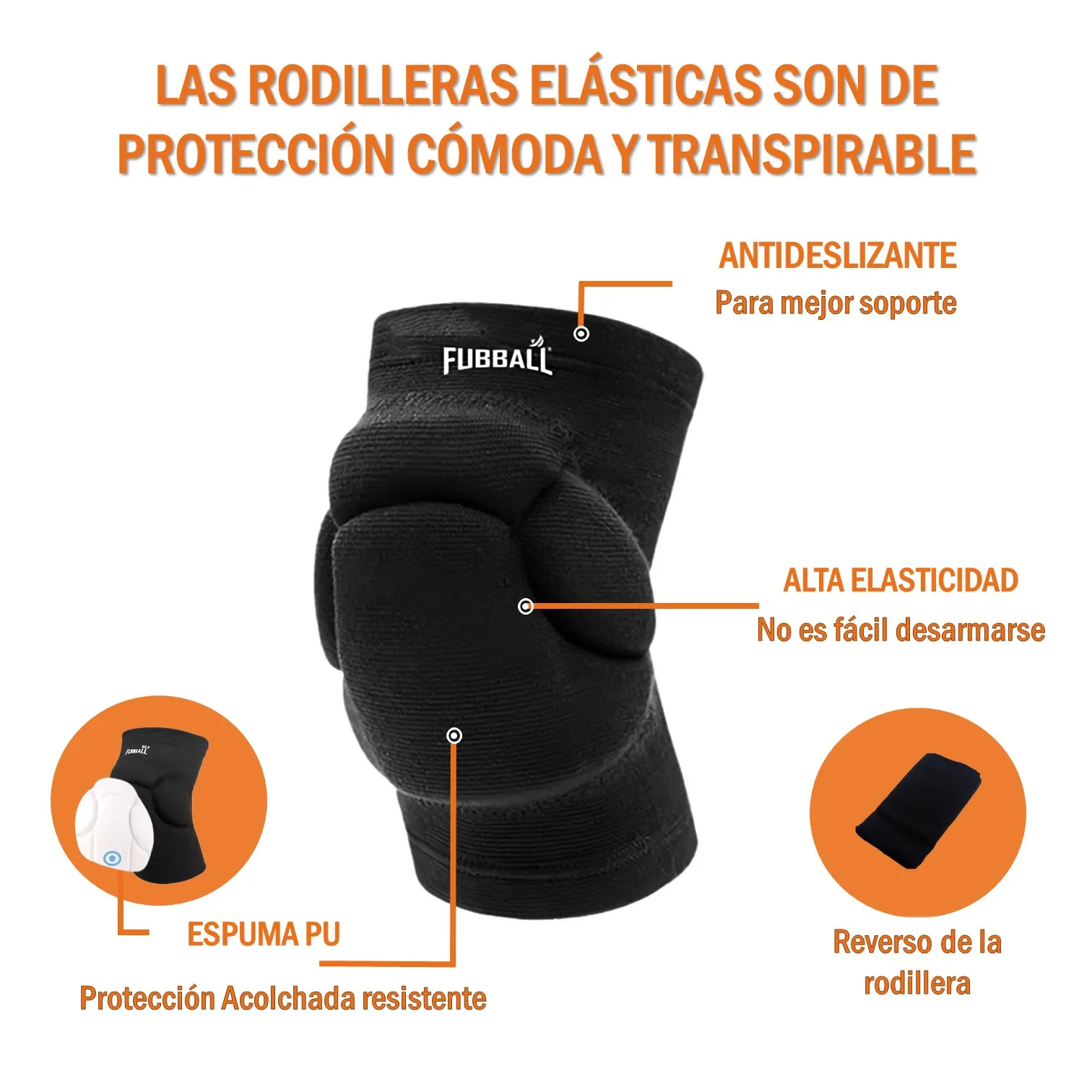 RODILLERAS PARA VÓLEY PRO EVA PREMIUM COBERTURA COMPLETA REFORZADA FUBBALL - Imagen 3