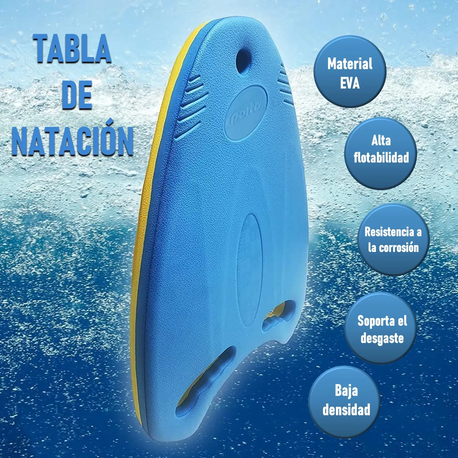 TABLA PARA NATACIÓN CON AGARRE ERGONÓMICO PORTO - Imagen 2