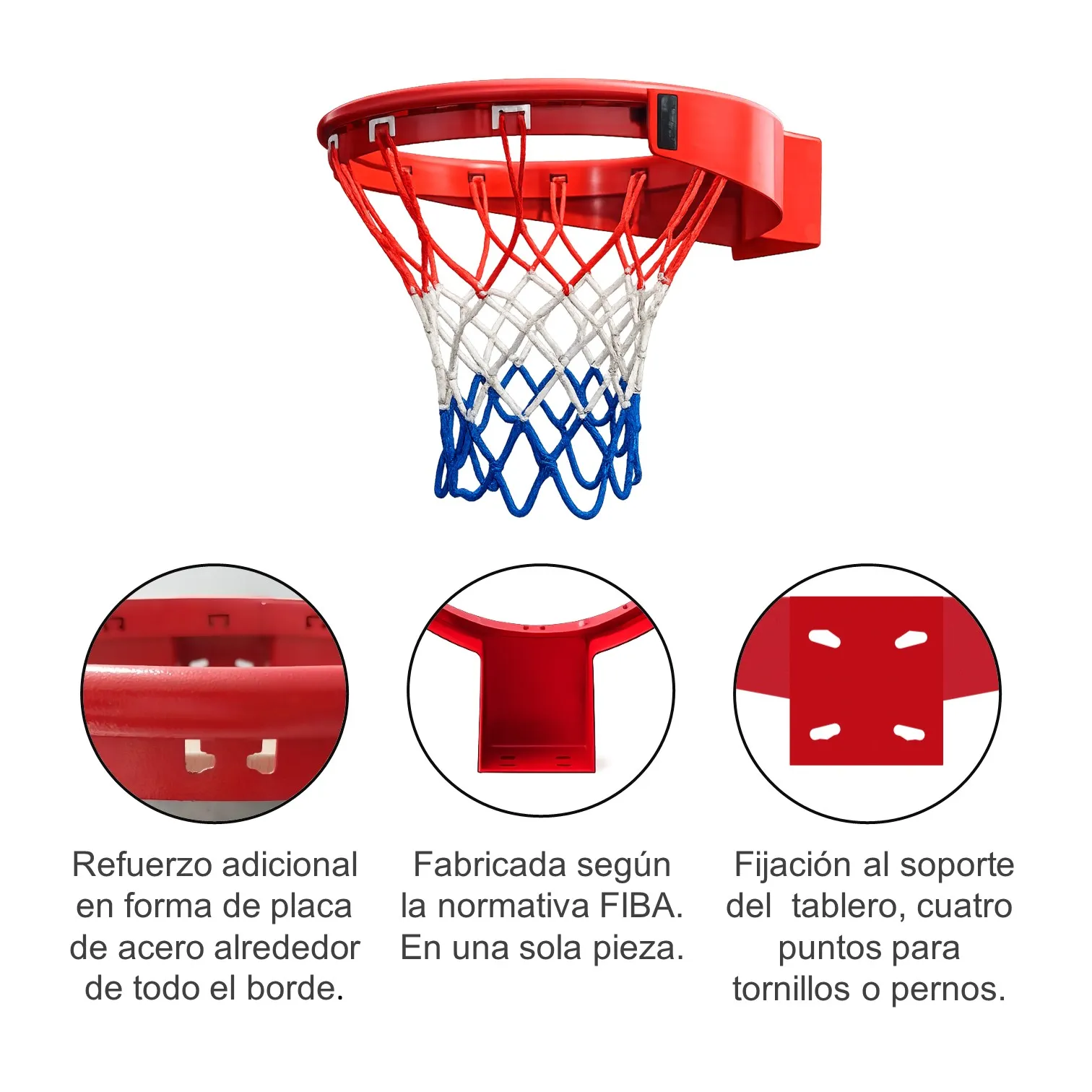 ARO DE BÁSQUET PROFESIONAL ACERO SÓLIDO MEDIDA OFICIAL - Imagen 2