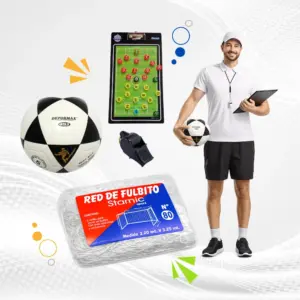 KIT PARA ENTRENADOR DE FÚTBOL RED – PIZARRA TÁCTICA – PELOTA #5 – SILBATO
