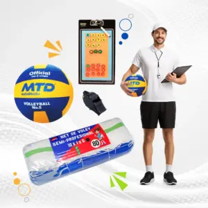 KIT PARA ENTRENADOR DE VÓLEY RED – PIZARRA TÁCTICA – PELOTA #5 – SILBATO