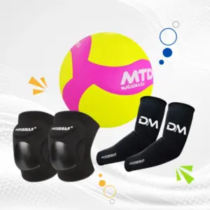 KIT PARA VÓLEY PREMIUM PELOTA PU #5 + RODILLERA GEL + MANGA