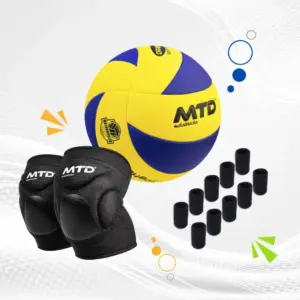 KIT PARA VÓLEY PRO PELOTA  #5 PU THERMOSELLADO + RODILLERA GEL + NUDILLOS