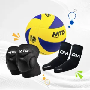 KIT PARA VÓLEY PRO PELOTA PU THERMOSELLADO #5 + RODILLERA GEL + MANGA