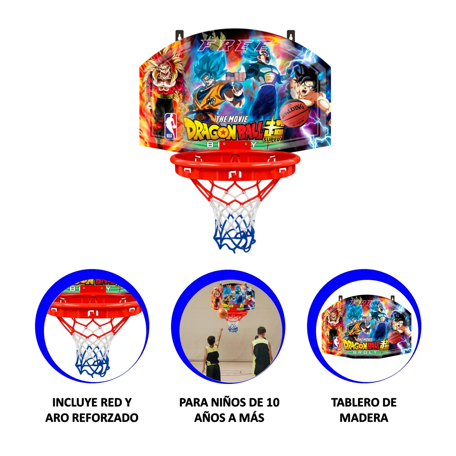 TABLERO DE BÁSQUET PARA PARED MÁS ARO Y RED - RECREATIVO - Imagen 2