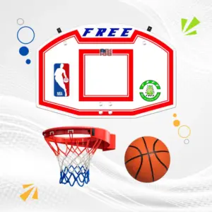 KIT TABLERO PARA BÁSQUET DE MADERA + ARO DE ACERO DE 45cm + PELOTA #7 GOMA